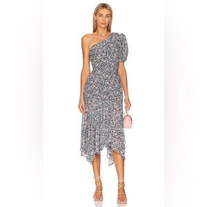 ASTR SANTORINI ONE SHOULDER MIDI DRESS